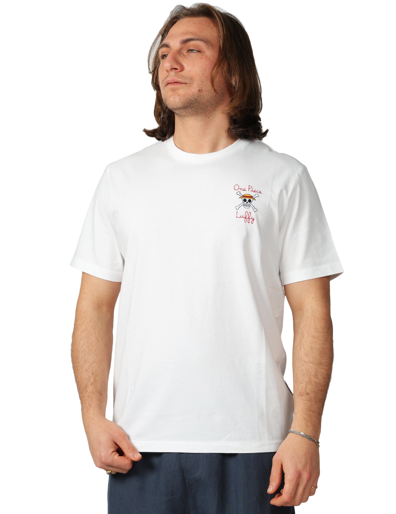 T-SHIRT UOMO MC 2 SAINT BARTH PORTLAND BIANCA CON RICAMO ONE PIECE E STAMPA POSTERIORE