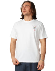 T-SHIRT UOMO MC 2 SAINT BARTH PORTLAND BIANCA CON RICAMO ONE PIECE E STAMPA POSTERIORE