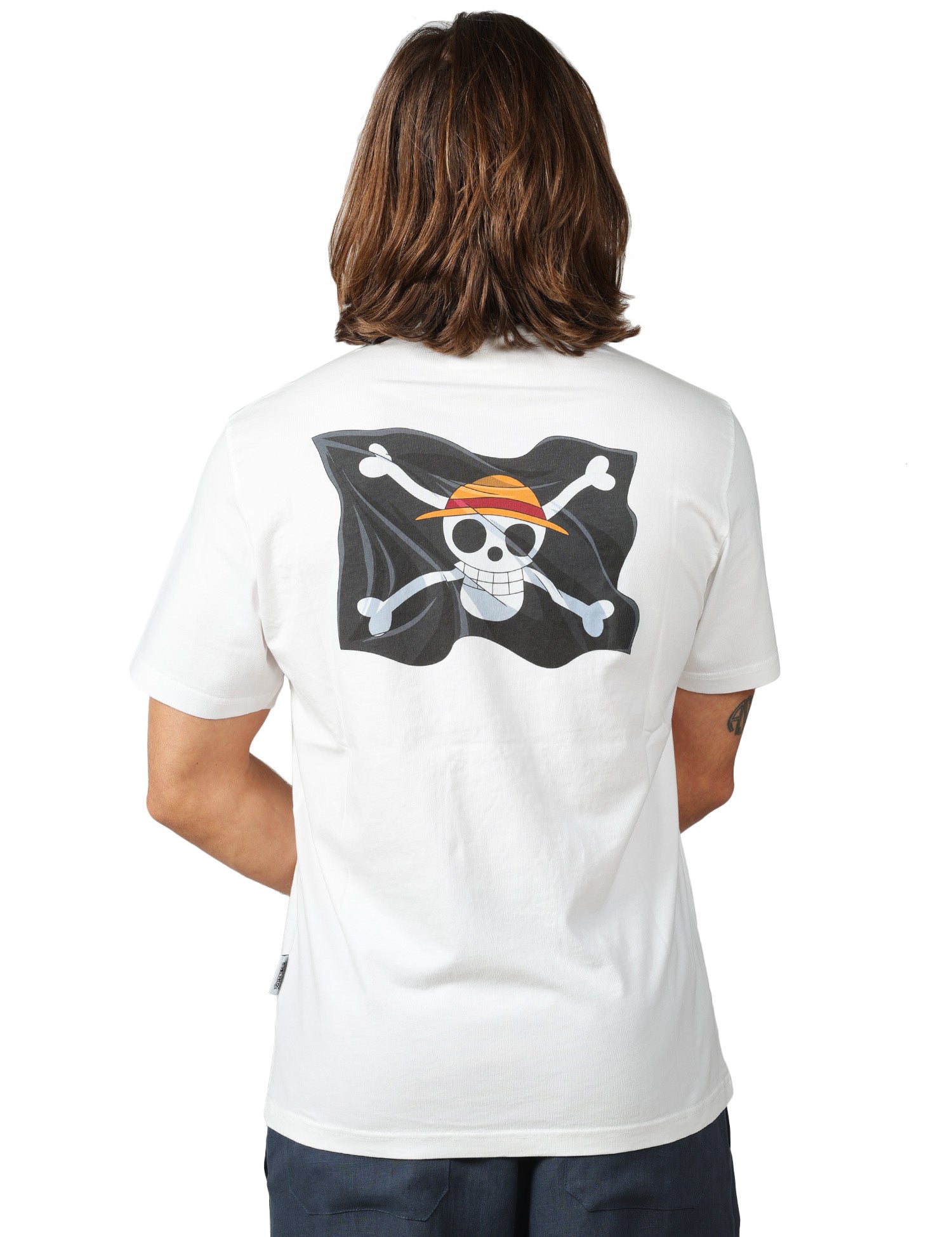 T-SHIRT UOMO MC 2 SAINT BARTH PORTLAND BIANCA CON RICAMO ONE PIECE E STAMPA POSTERIORE