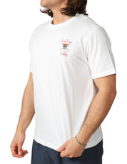 T-SHIRT UOMO MC 2 SAINT BARTH PORTLAND BIANCA CON RICAMO ONE PIECE E STAMPA POSTERIORE