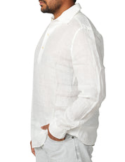 POLO UOMO MC 2 SAINT BARTH RAPHAEL BIANCA A MANICHE LUNGHE IN PURO LINO