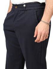 PANTALONE UOMO MYTHS BLU NAVY CON ELASTICO IN VITA E GAMBA DRITTA