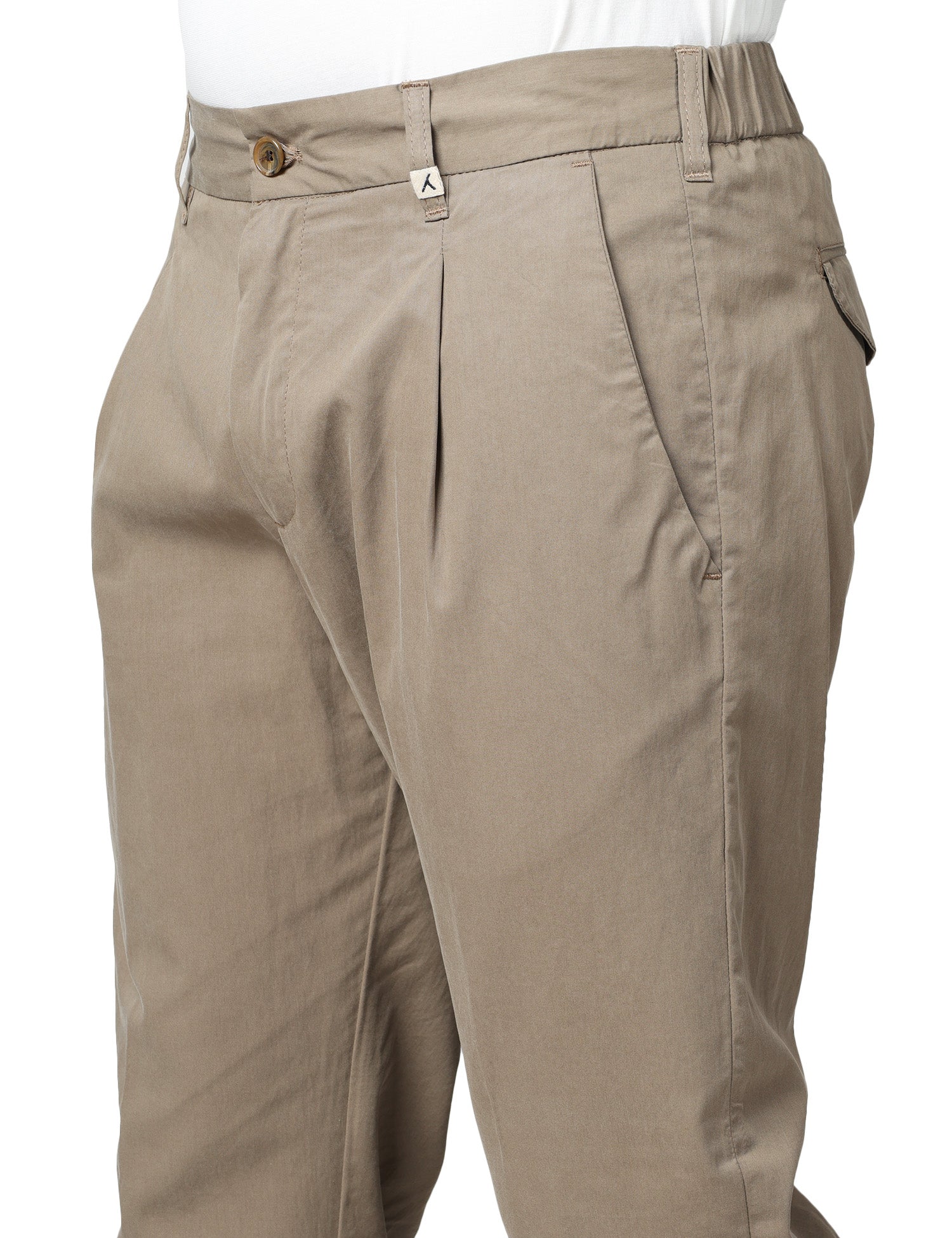 PANTALONE UOMO MYTHS TORTORA CON PINCES E VITA ELASTICIZZATA