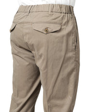 PANTALONE UOMO MYTHS TORTORA CON PINCES E VITA ELASTICIZZATA