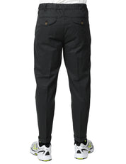 PANTALONE UOMO MYTHS NERO CON PINCES SINGOLA E VITA ELASTICIZZATA
