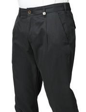 PANTALONE UOMO MYTHS NERO CON PINCES SINGOLA E VITA ELASTICIZZATA