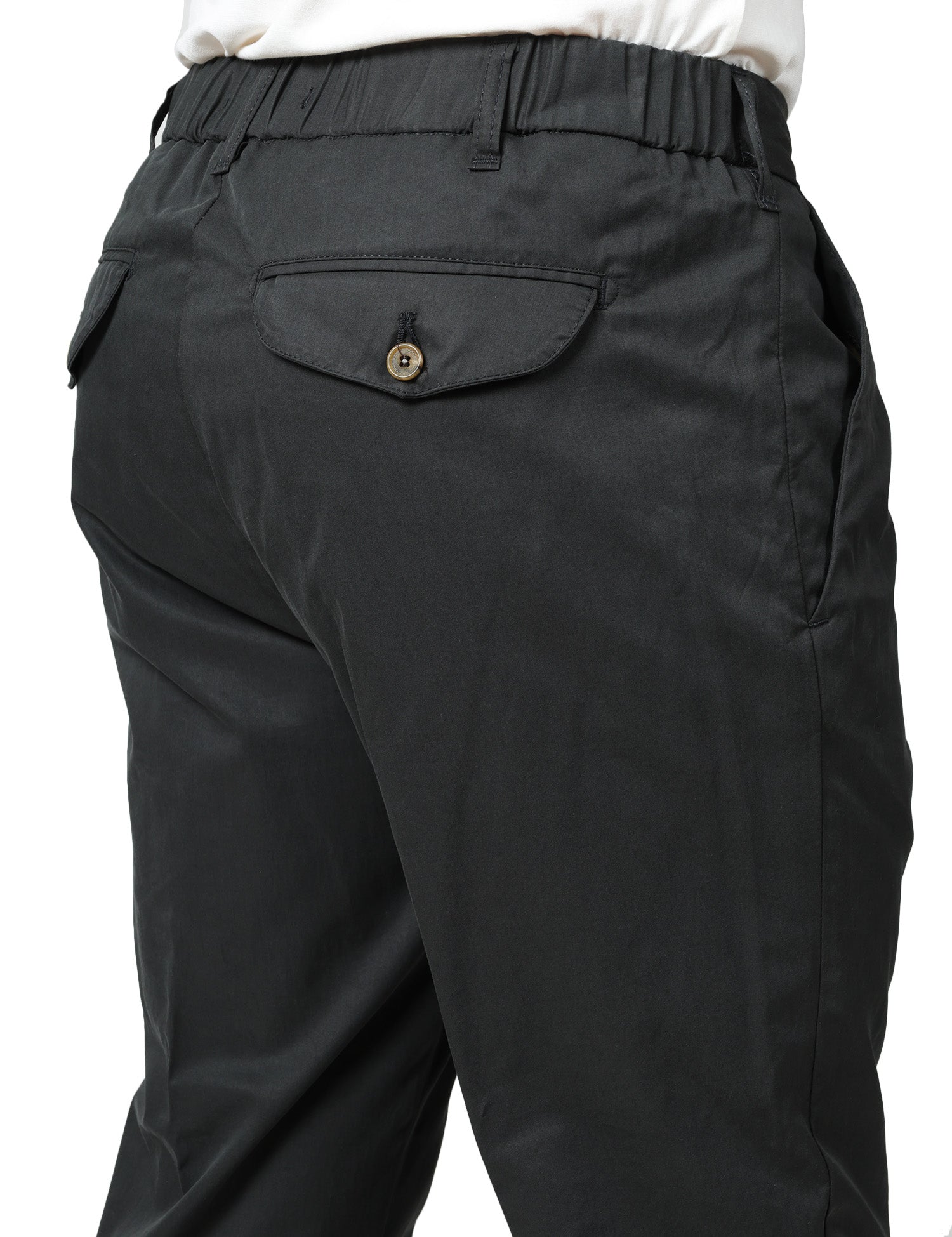 PANTALONE UOMO MYTHS NERO CON PINCES SINGOLA E VITA ELASTICIZZATA