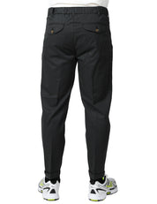 PANTALONE UOMO MYTHS NERO CON PINCES SINGOLA E VITA ELASTICIZZATA