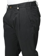 PANTALONE UOMO MYTHS NERO CON PINCES SINGOLA E VITA ELASTICIZZATA