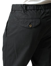 PANTALONE UOMO MYTHS NERO CON PINCES SINGOLA E VITA ELASTICIZZATA