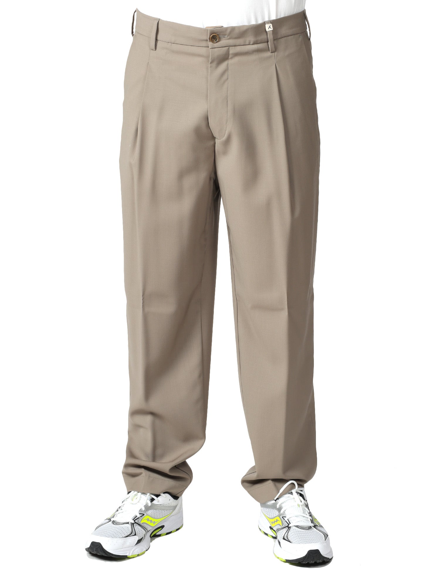 PANTALONE UOMO MYTHS TORTORA A GAMBA DRITTA CON PINCES SINGOLA