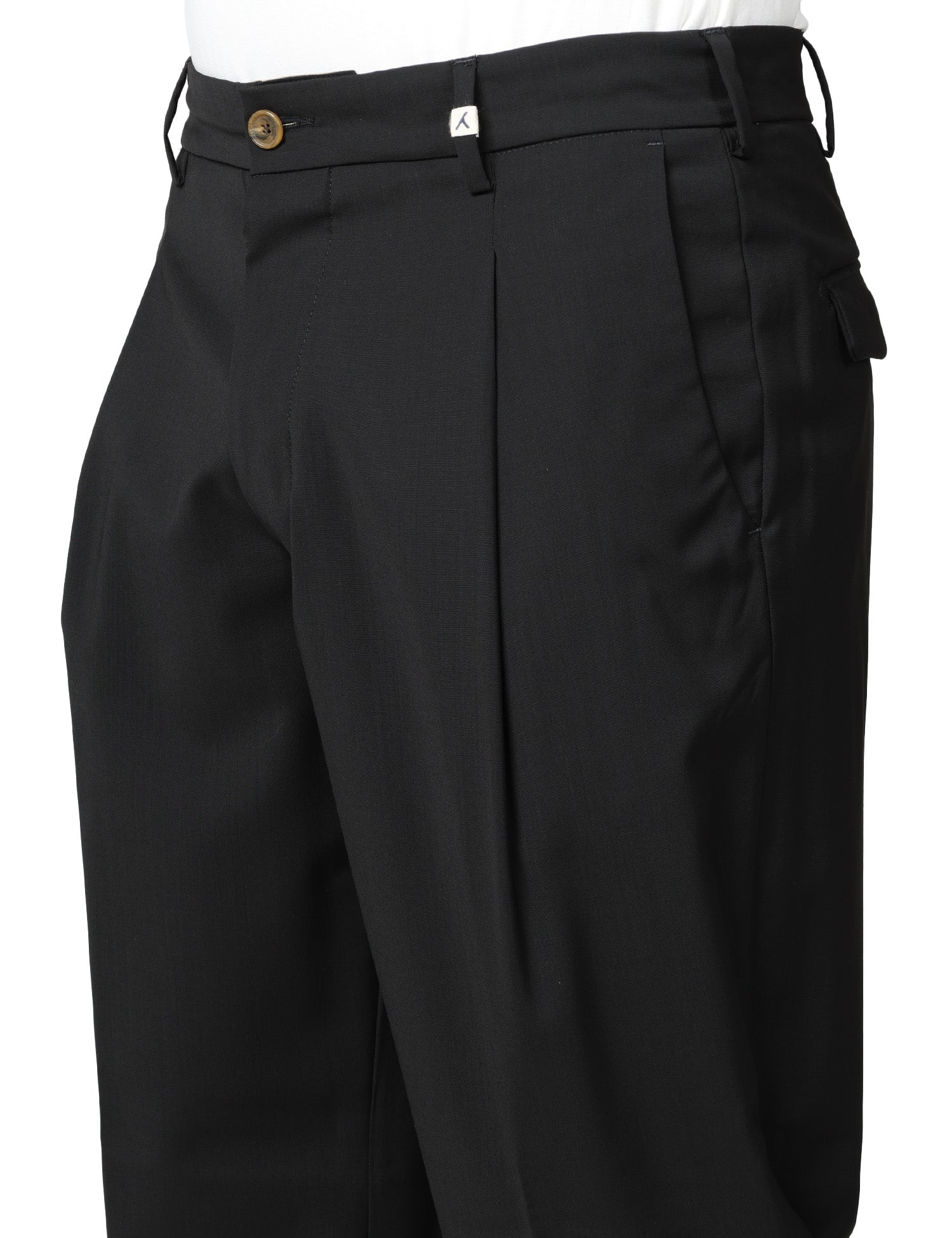 PANTALONE UOMO MYTHS NERO A GAMBA DRITTA CON PINCES SINGOLA