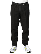 PANTALONE UOMO MYTHS NERO CON VITA ELASTICATA 100% LINO