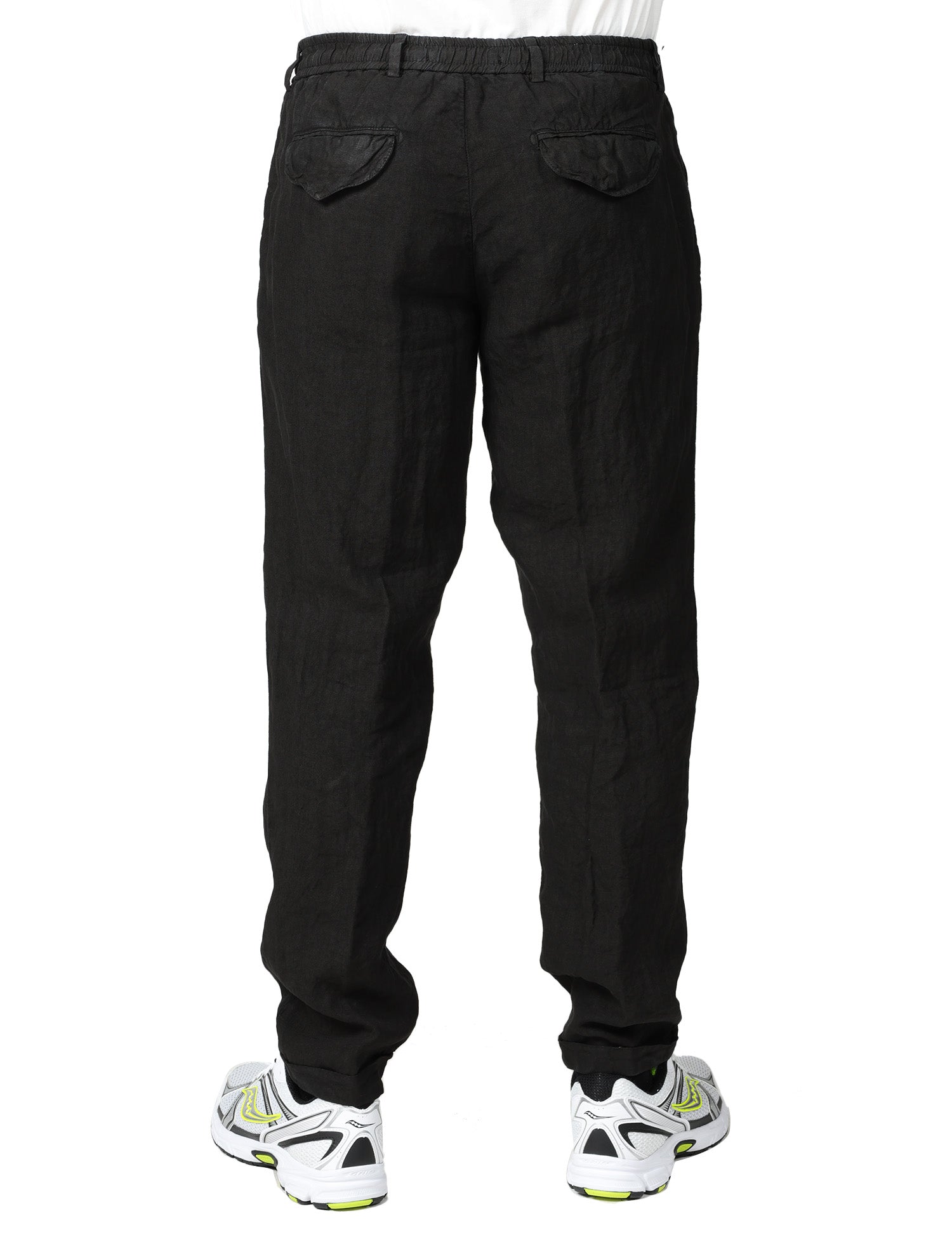 PANTALONE UOMO MYTHS NERO CON VITA ELASTICATA 100% LINO