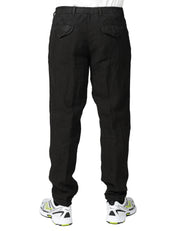 PANTALONE UOMO MYTHS NERO CON VITA ELASTICATA 100% LINO