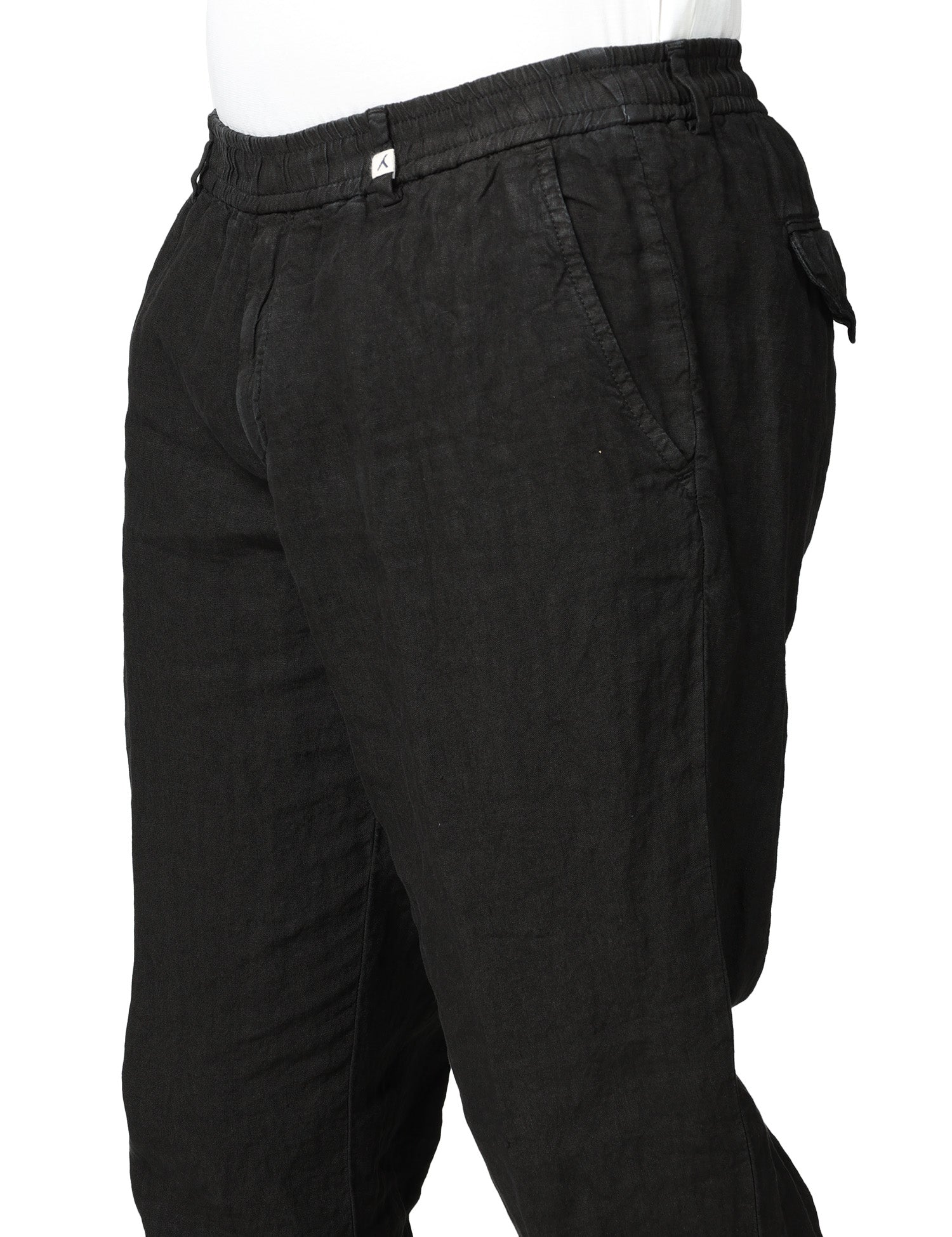 PANTALONE UOMO MYTHS NERO CON VITA ELASTICATA 100% LINO