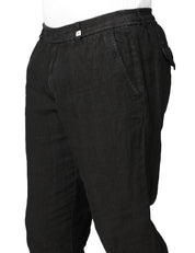 PANTALONE UOMO MYTHS NERO CON VITA ELASTICATA 100% LINO