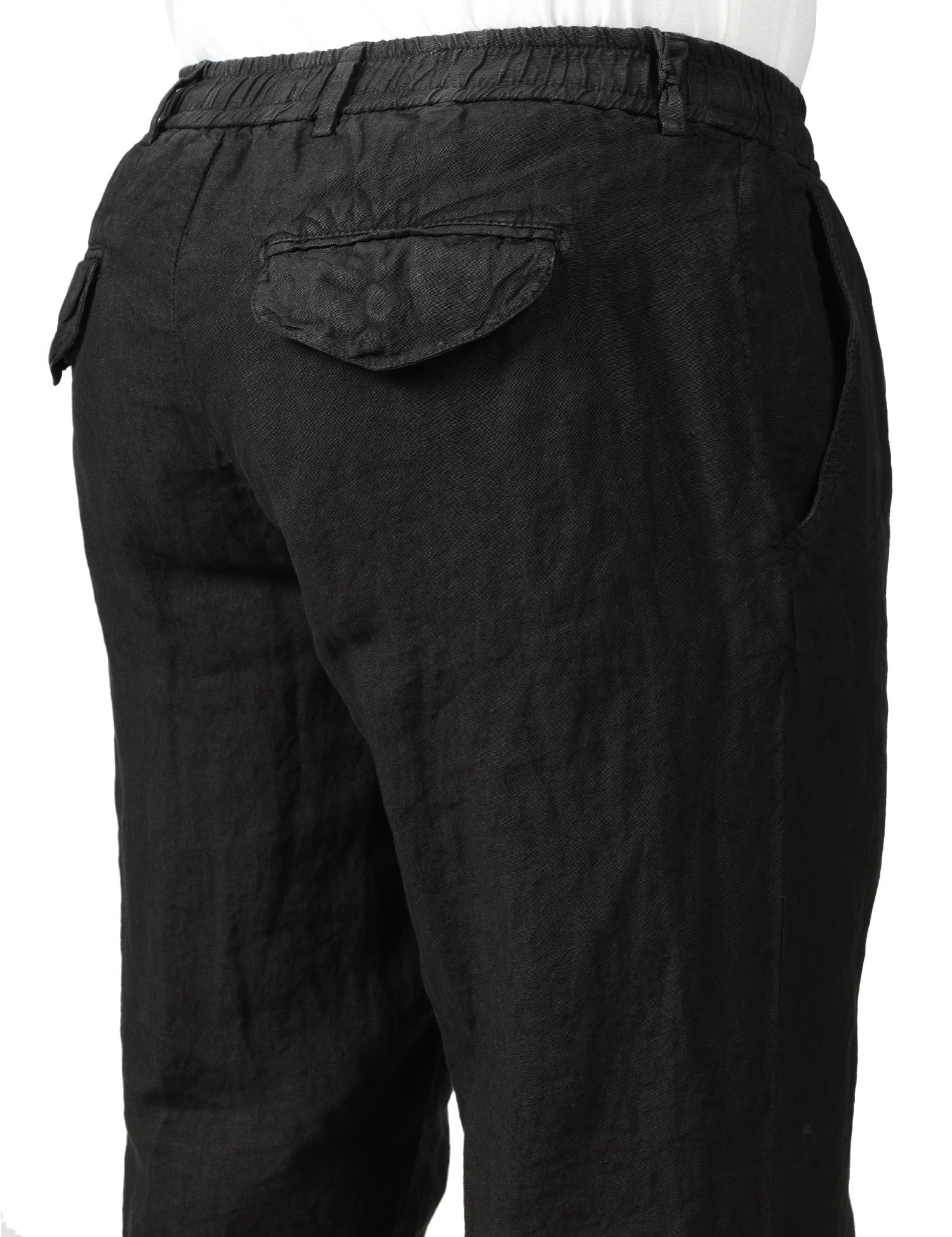PANTALONE UOMO MYTHS NERO CON VITA ELASTICATA 100% LINO