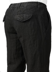 PANTALONE UOMO MYTHS NERO CON VITA ELASTICATA 100% LINO