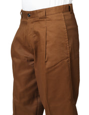 PANTALONE UOMO OFFICINA 36 GIOIA CACAO WIDE LEG CON PINCES SINGOLA IN MISTO LINO E VISCOSA