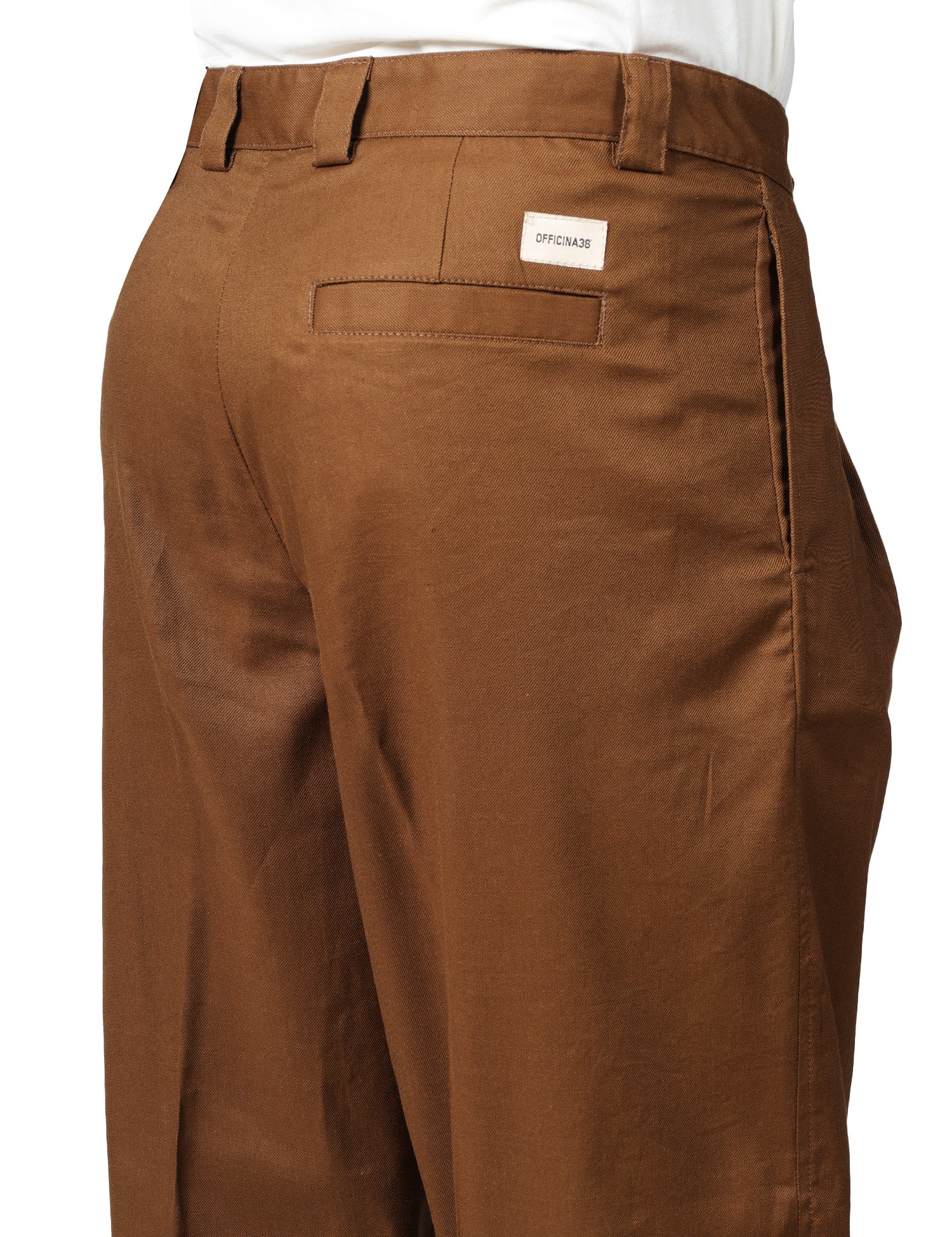 PANTALONE UOMO OFFICINA 36 GIOIA CACAO WIDE LEG CON PINCES SINGOLA IN MISTO LINO E VISCOSA