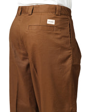 PANTALONE UOMO OFFICINA 36 GIOIA CACAO WIDE LEG CON PINCES SINGOLA IN MISTO LINO E VISCOSA