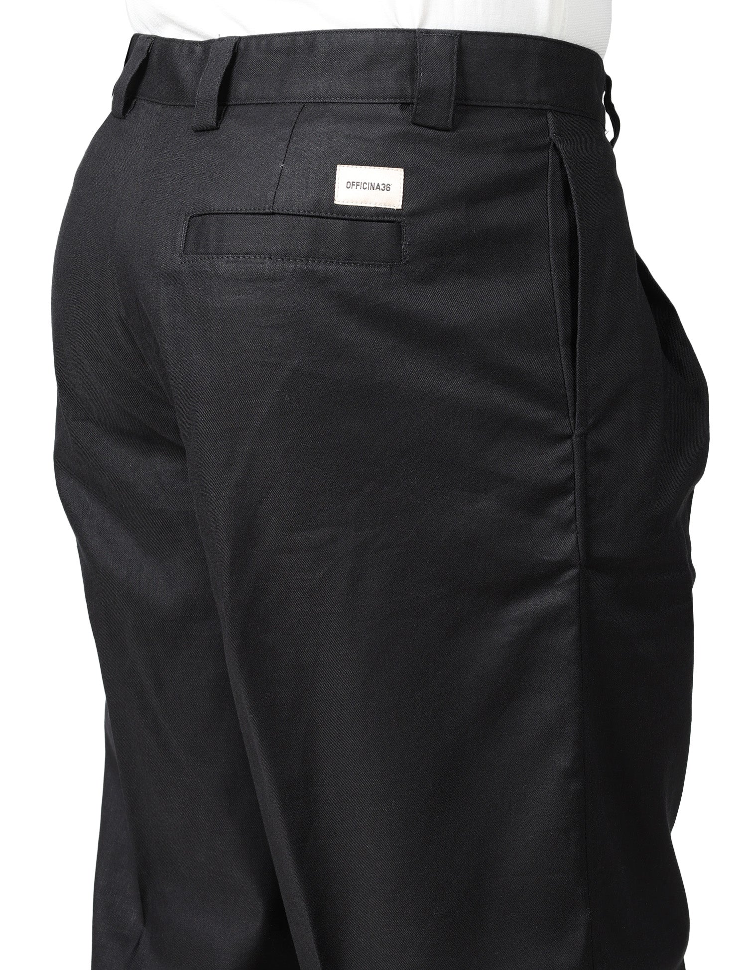 PANTALONE UOMO OFFICINA 36 GIOIA NERO WIDE LEG CON PINCES SINGOLA IN MISTO LINO E VISCOSA
