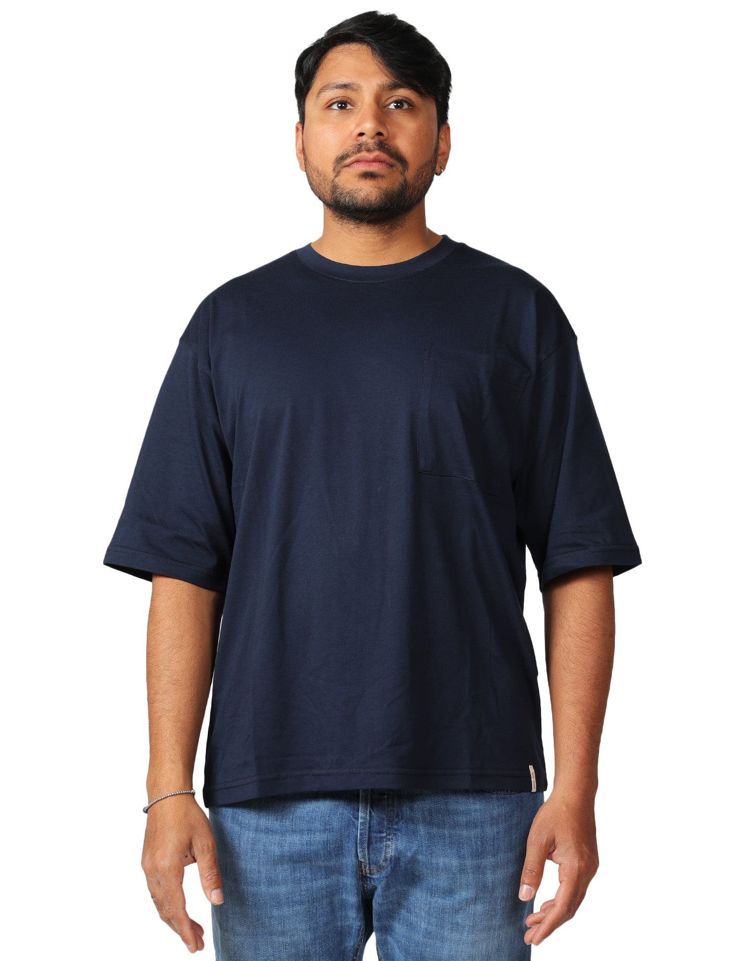 T-SHIRT UOMO OFFICINA 36 BLU GIROCOLLO CON TASCA SUL PETTO