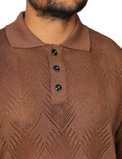 POLO UOMO OFFICINA 36 CACAO A MEZZE MANICHE IN MAGLIA TRAFORATA BOXY FIT