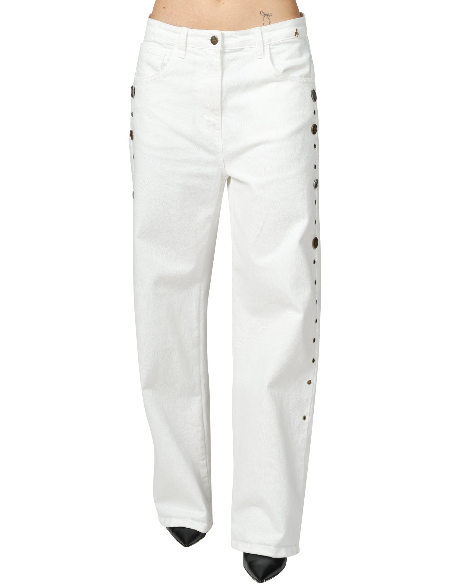 JEANS DONNA PHILIA LOFT LATTE LOOSE FIT CON BORCHIE LATERALI