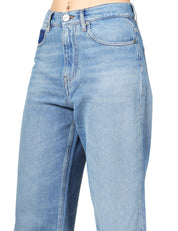 JEANS DONNA PINKO ESTELLE DENIM MEDIO BALLON FIT CON SCOLORITURE E RICAMO LOGO SULLA TASCA POSTERIORE