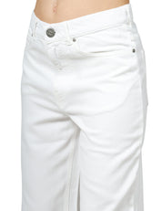 JEANS DONNA PINKO ESTELLE EGG WHITE DENIM CINQUE TASCHE BALLON FIT CON RICAMO LOGO SULLA TASCA