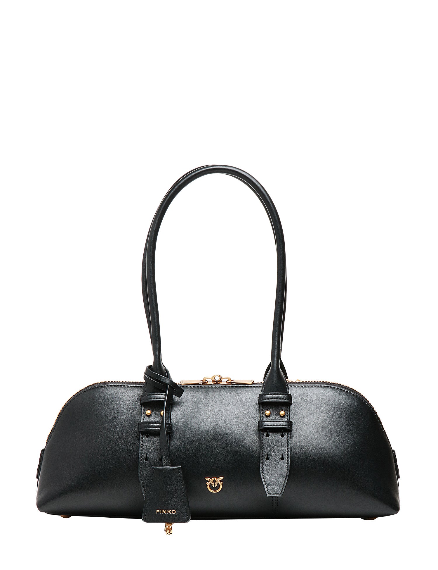 BORSA PINKO BOWLING ESCAPE BAG NERA IN PELLE CON MANICO E TRACOLLA