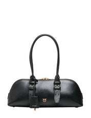 BORSA PINKO BOWLING ESCAPE BAG NERA IN PELLE CON MANICO E TRACOLLA