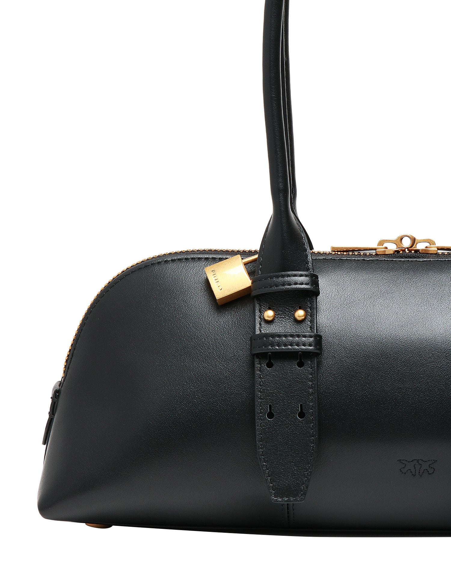 BORSA PINKO BOWLING ESCAPE BAG NERA IN PELLE CON MANICO E TRACOLLA
