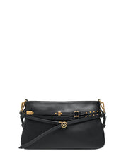 BORSA PINKO BELT BAG NERO/ORO IN PELLE CON DOPPIA TRACOLLA E FIBBIA LOGO