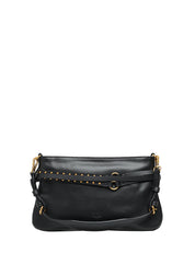 BORSA PINKO BELT BAG NERO/ORO IN PELLE CON DOPPIA TRACOLLA E FIBBIA LOGO