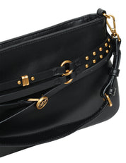 BORSA PINKO BELT BAG NERO/ORO IN PELLE CON DOPPIA TRACOLLA E FIBBIA LOGO