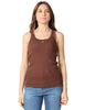 Canotta donna pinko calcolatore marrone in jersey stretch a costine con ricamo logo