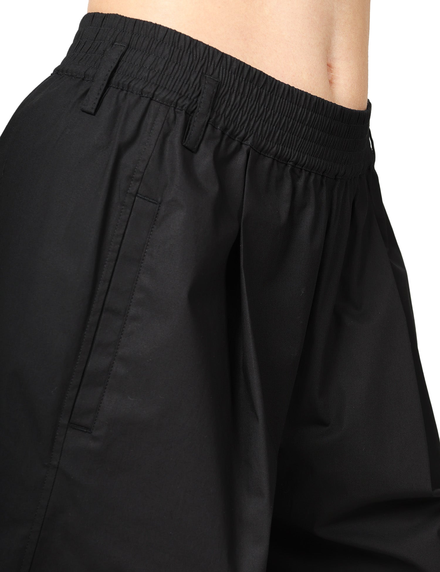 PANTALONE DONNA PINKO DOREEN NERO AMPIO IN POPELINE CON ELASTICO IN VITA