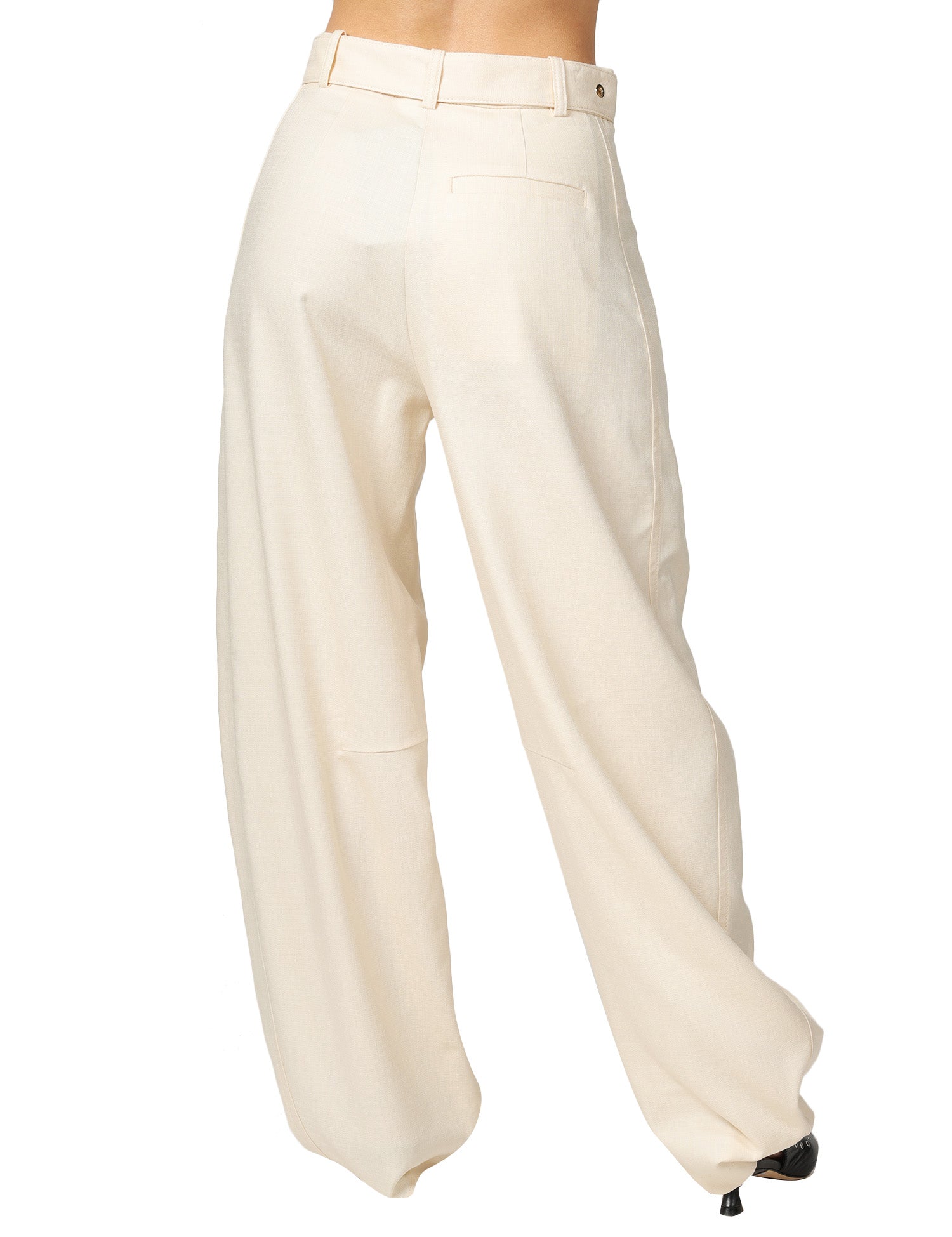 PANTALONE DONNA PINKO LEXY BIANCO A GAMBA DRITTA IN TESSUTO STRETCH PANAMA CON CINTURA RIMOVIBILE IN VITA