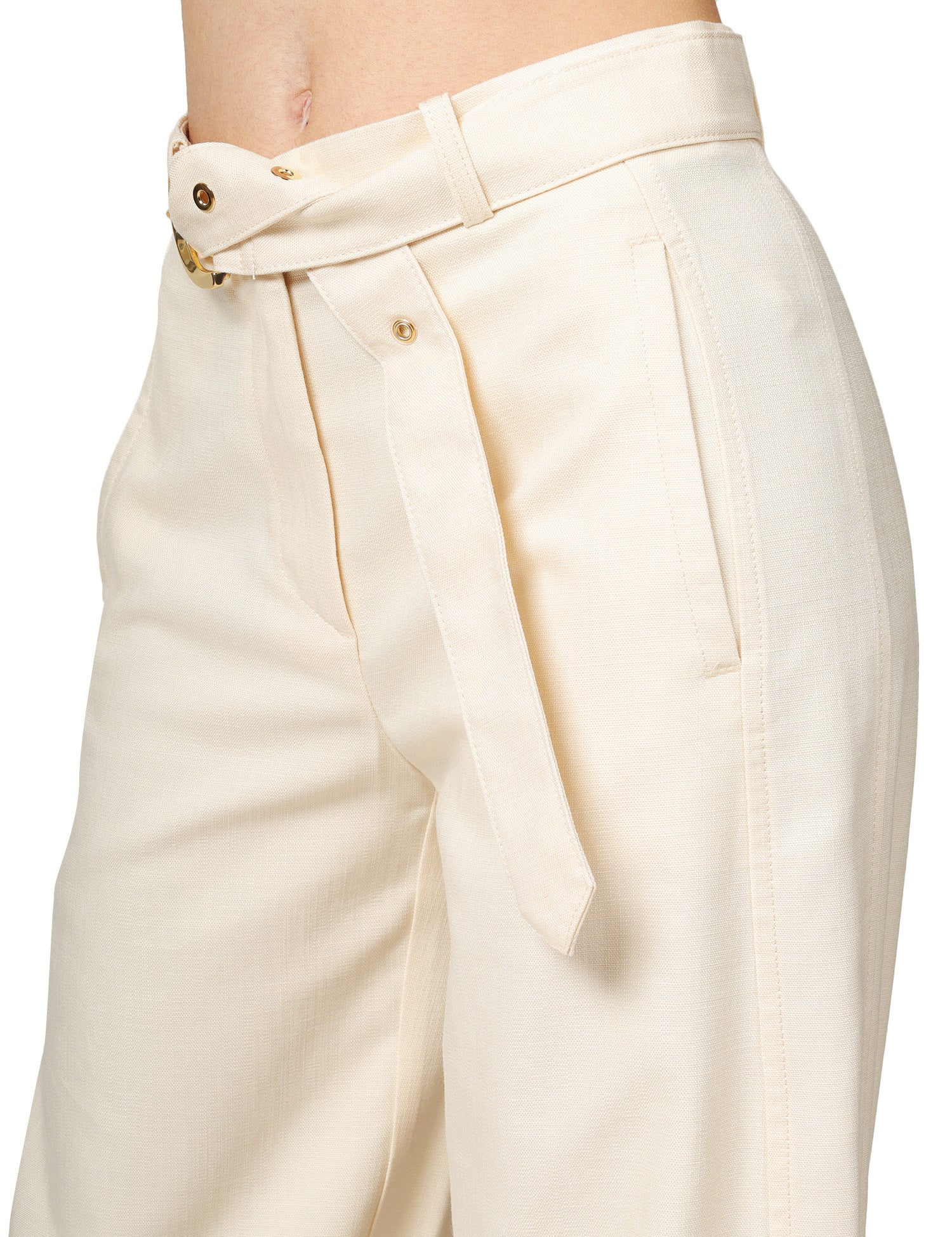 PANTALONE DONNA PINKO LEXY BIANCO A GAMBA DRITTA IN TESSUTO STRETCH PANAMA CON CINTURA RIMOVIBILE IN VITA