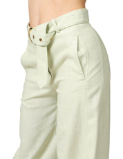 PANTALONE DONNA PINKO LEXY ACQUAMARINA IN TESSUTO STRETCH PANAMA CON GAMBA DRITTA E CINTURA RIMOVIBILE IN VITA