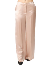 PANTALONE DONNA PINKO LIMONCELLO ROSA WIDE LEG IN SATIN CON PIEGA CENTRALE