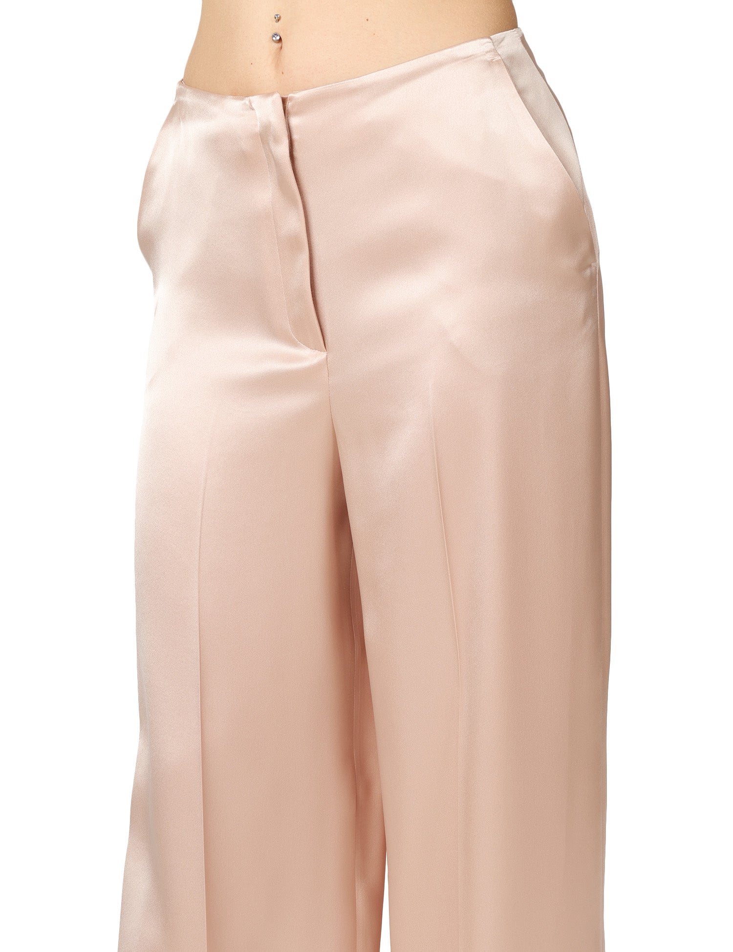 PANTALONE DONNA PINKO LIMONCELLO ROSA WIDE LEG IN SATIN CON PIEGA CENTRALE
