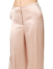 PANTALONE DONNA PINKO LIMONCELLO ROSA WIDE LEG IN SATIN CON PIEGA CENTRALE