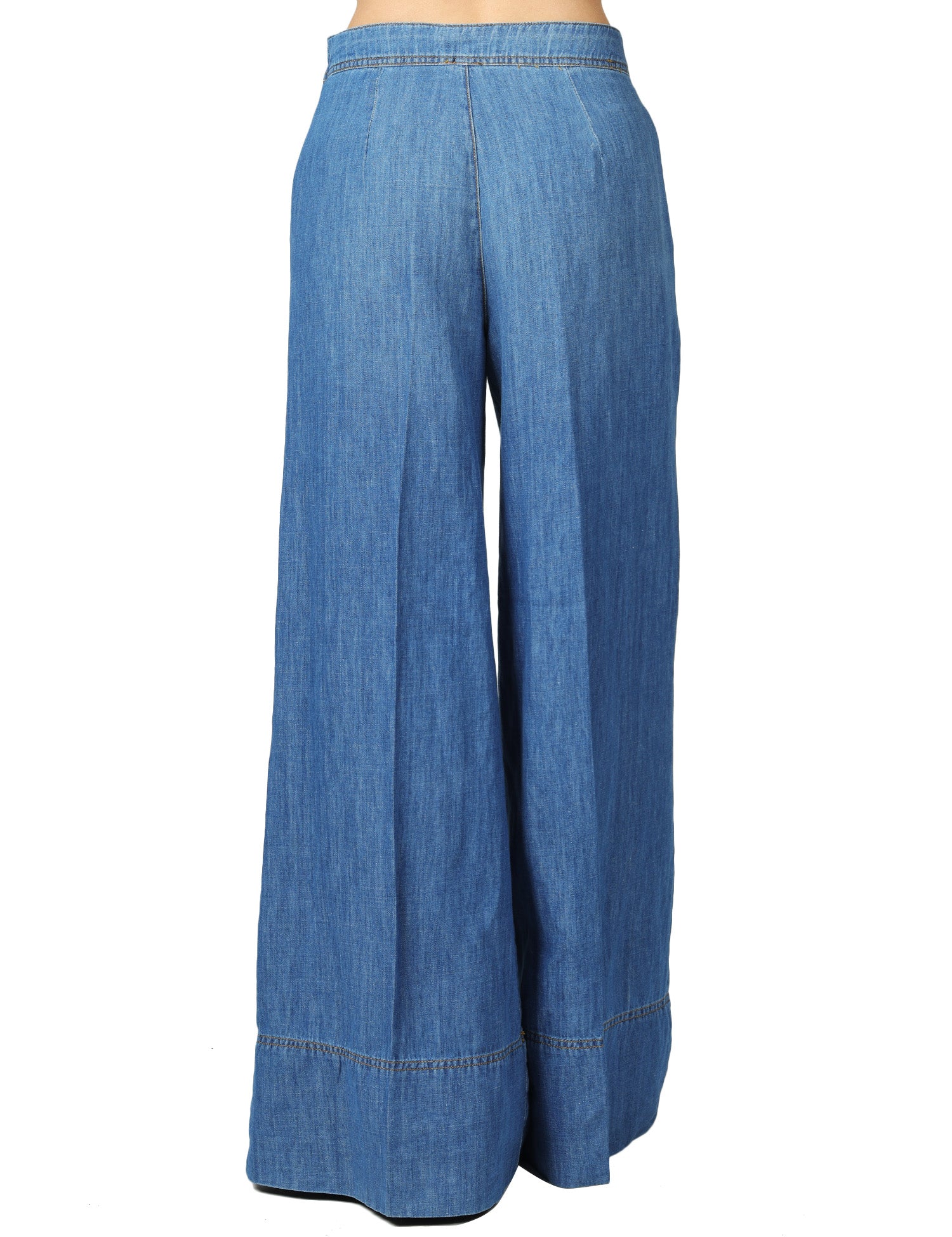 JEANS DONNA PINKO SPIAGGIA A GAMBA AMPIA IN DENIM DI MISTO COTONE E LINO