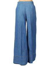 JEANS DONNA PINKO SPIAGGIA A GAMBA AMPIA IN DENIM DI MISTO COTONE E LINO