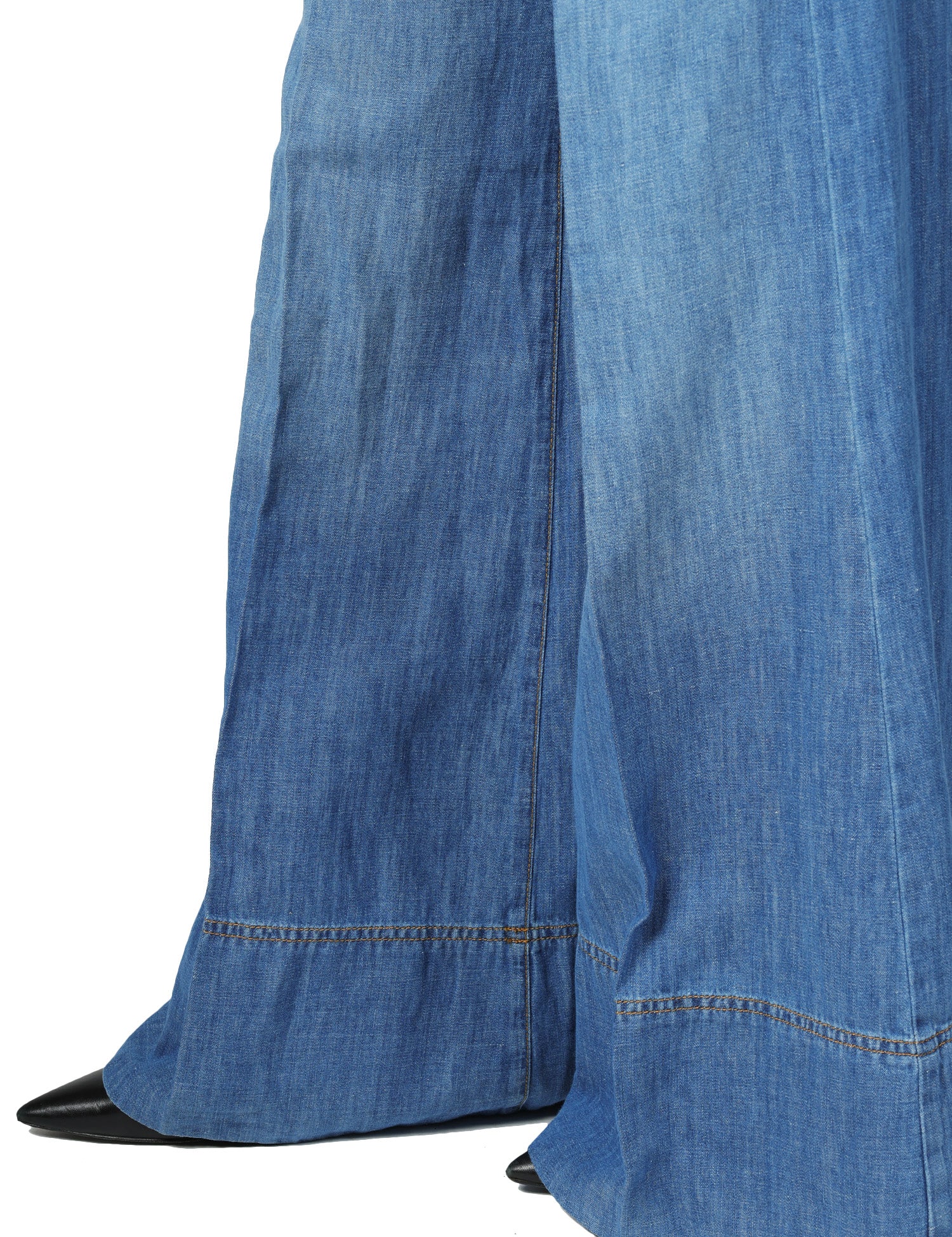 JEANS DONNA PINKO SPIAGGIA A GAMBA AMPIA IN DENIM DI MISTO COTONE E LINO