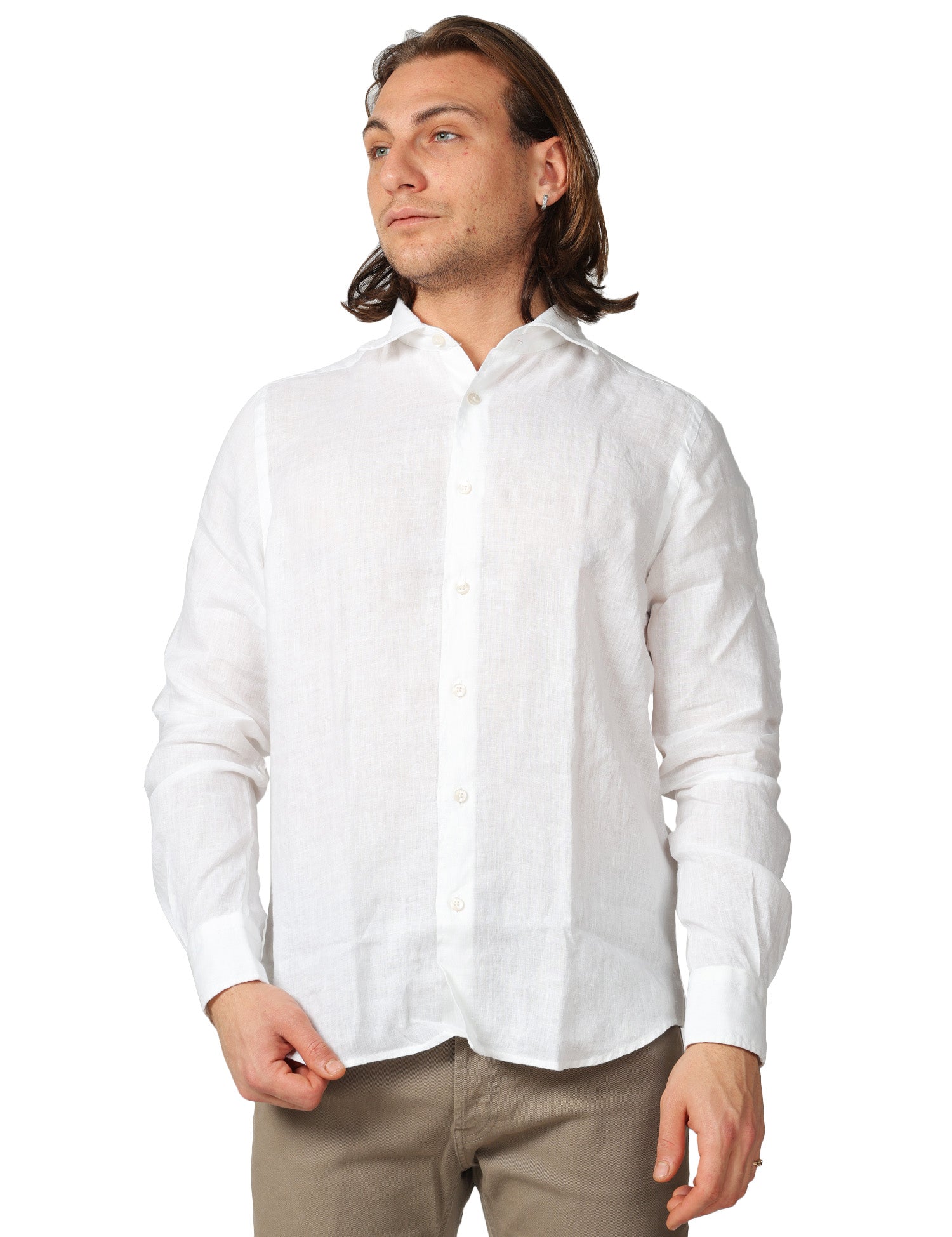 CAMICIA UOMO PORTOFIORI BIANCA 100% LINO